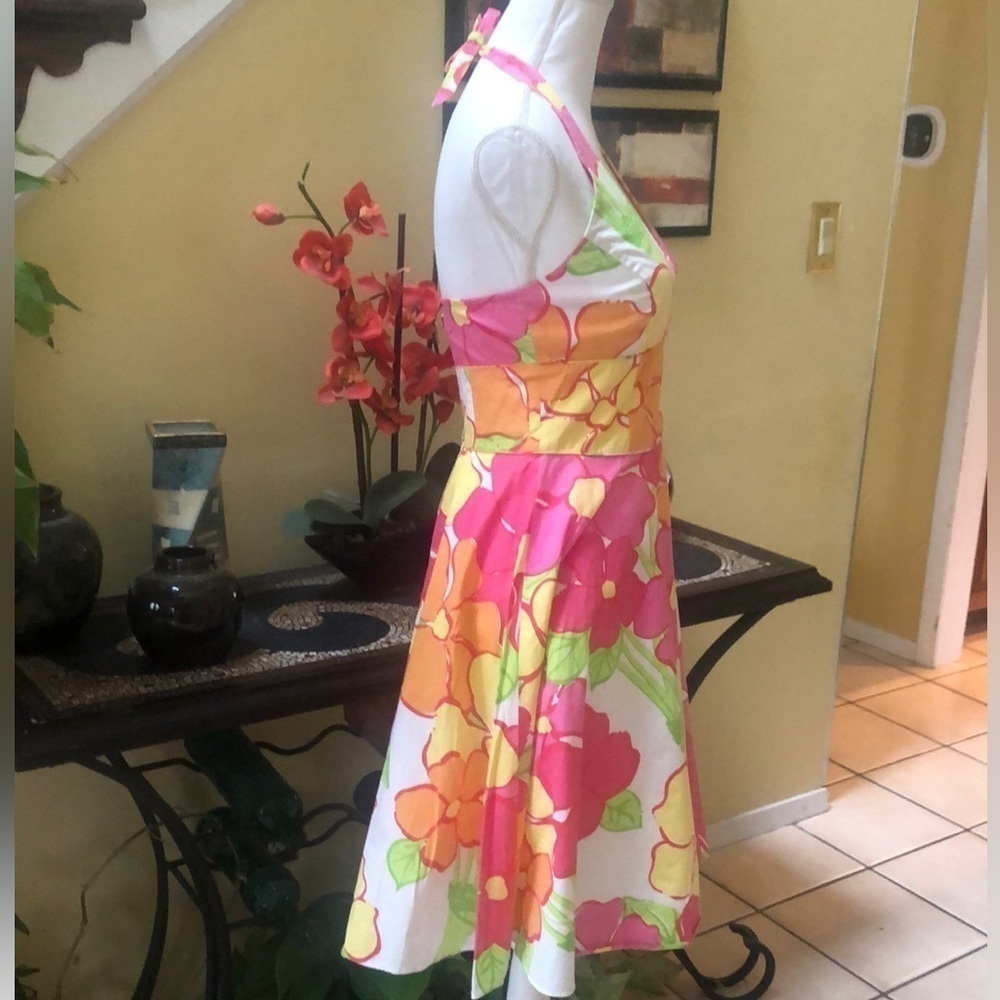 Lilly Pulitzer🚫SOLD🚫White Label Vintage Floral Midi Halter Tie A line Dress - Picture 8 of 15